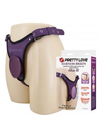 Фиолетовые трусики харнесс с платформой Caludio III - Baile - купить с доставкой в Саратове