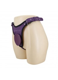 Фиолетовые трусики харнесс с платформой Caludio III - Baile - купить с доставкой в Саратове