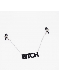 Зажимы на соски с кожаной подвеской Bitch - Crazy Handmade - купить с доставкой в Саратове
