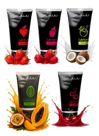 Набор из 5 съедобных лубрикантов JUJU (клубника, малина, тропические фрукты, вишня, кокос) - JuJu - купить с доставкой в Саратове