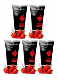 Набор из 5 съедобных лубрикантов JUJU со вкусом клубники - JuJu - купить с доставкой в Саратове