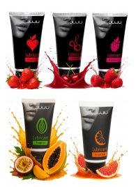 Набор из 5 съедобных лубрикантов JUJU (клубника, малина, тропические фрукты, вишня, грейпфрут) - JuJu - купить с доставкой в Саратове