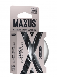 Черные утолщенные презервативы MAXUS Extra Strong с железным кейсом - 3 шт. - Maxus - купить с доставкой в Саратове