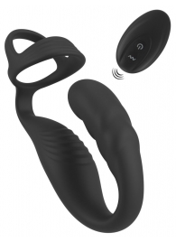 Черное эрекционное кольцо со стимуляцией промежности и анальной пробкой Cock Ring with RC Prostate Plug - Orion - в Саратове купить с доставкой Черное эрекционное кольцо со стимуляцией промежности и анальной пробкой Cock Ring with RC Prostate Plug - Orion - в Саратове купить с доставкой