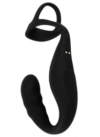 Черное эрекционное кольцо со стимуляцией промежности и анальной пробкой Cock Ring with RC Prostate Plug - Orion - в Саратове купить с доставкой Черное эрекционное кольцо со стимуляцией промежности и анальной пробкой Cock Ring with RC Prostate Plug - Orion - в Саратове купить с доставкой