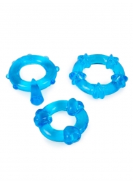 Набор из 3 синих эрекционных колец с различным рельефом - Erowoman-Eroman - в Саратове купить с доставкой Набор из 3 синих эрекционных колец с различным рельефом - Erowoman-Eroman - в Саратове купить с доставкой
