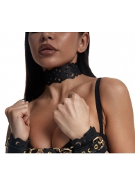 Черный ажурный чокер с золотистой фурнитурой - Crazy Handmade - купить с доставкой в Саратове