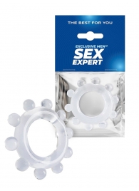 Прозрачное эрекционное кольцо со стимулирующими шариками - Sex Expert - в Саратове купить с доставкой