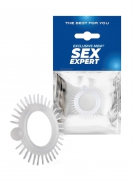 Эластичное эрекционное кольцо с шипиками и шариком - Sex Expert - в Саратове купить с доставкой