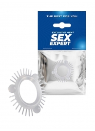 Эластичное эрекционное кольцо с 3 шариками и шипами - Sex Expert - в Саратове купить с доставкой