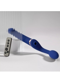 Синий безремневой страпон Multi Orgasm Bendable Strap-On size L с клиторальной стимуляцией - Strap-on-me - купить с доставкой в Саратове