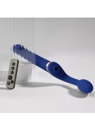 Синий безремневой страпон Multi Orgasm Bendable Strap-On size XL с клиторальной стимуляцией - Strap-on-me - купить с доставкой в Саратове