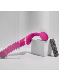 Ярко-розовый безремневой страпон Multi Orgasm Bendable Strap-On size L с клиторальной стимуляцией - Strap-on-me - купить с доставкой в Саратове