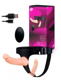 Женский страпон с 2 насадками, вибрацией и пультом ДУ - Erowoman-Eroman - купить с доставкой в Саратове
