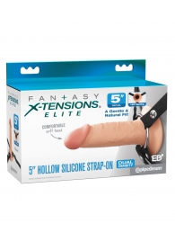 Телесный пустотелый фаллопротез 5’’ Hollow Silicone Strap-On - 14 см. - Pipedream - купить с доставкой в Саратове