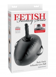Черный надувной мяч с платформой для фиксации дилдо Body Dock Inflatable Love Ball - Pipedream - купить с доставкой в Саратове