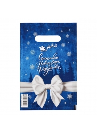 Сине-белый подарочный новогодний пакет с вырубной ручкой (20х30 см) - Сима-Ленд - купить с доставкой в Саратове