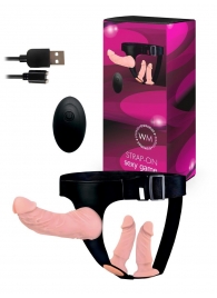 Женский страпон с 3 насадками и вибрацией - Erowoman-Eroman - купить с доставкой в Саратове