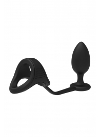 Черное эрекционное кольцо с анальной пробкой Cockstrap With Anal Plug - Dream Toys - в Саратове купить с доставкой
