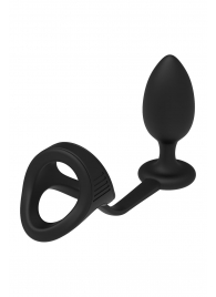 Черное эрекционное кольцо с анальной пробкой Cockstrap With Anal Plug - Dream Toys - в Саратове купить с доставкой