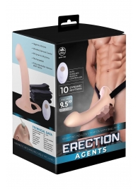 Телесный полый страпон с вибрацией Erection Agents - 24,1 см. - NMC - купить с доставкой в Саратове