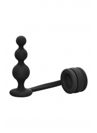 Черное эрекционное кольцо с анальной елочкой Cockring With Beaded Anal Plug - Dream Toys - в Саратове купить с доставкой