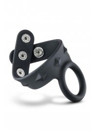 Черное эрекционное кольцо с подхватом мошонки на кнопках VS6 - Blush Novelties - в Саратове купить с доставкой