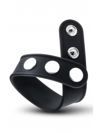 Черное эрекционное кольцо на кнопках - Blush Novelties - в Саратове купить с доставкой