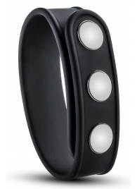 Черное эрекционное кольцо на кнопках - Blush Novelties - в Саратове купить с доставкой