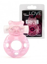 Розовое эрекционное виброкольцо в форме мишки - 1137 - в Саратове купить с доставкой