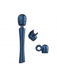 Синий вибромассажёр с насадками Man.wand Edgy - Manwan - в Саратове купить с доставкой