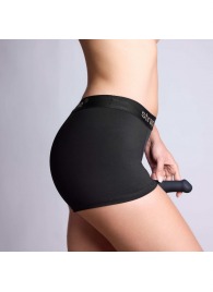 Черные трусики-боксеры для фиксации насадок Strap-on-me Harness Lingerie Allure - size M - Strap-on-me - купить с доставкой в Саратове