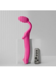 Ярко-розовый безремневой страпон Strap-on-me Vibrating Bendable Strap-On size M - Strap-on-me - купить с доставкой в Саратове