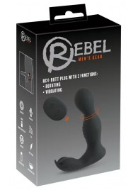 Черная анальная пробка с вибрацией, вращением и пультом ДУ RC Butt Plug with 2 Functions - Orion - в Саратове купить с доставкой