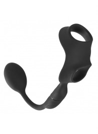 Черное виброкольцо с анальной пробкой Cock Ring with RC Butt Plug - Orion - в Саратове купить с доставкой
