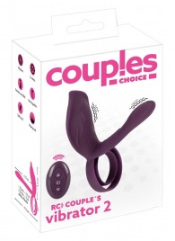 Фиолетовая насадка на член с клиторальным отростком и пультом ДУ RC Couple’s Vibrator 2 - Orion - в Саратове купить с доставкой
