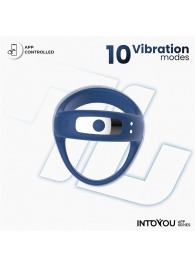 Синее интерактивное эрекционное виброкольцо Rank - Intoyou - в Саратове купить с доставкой