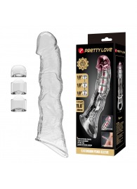 Прозрачный фаллоудлинитель с 3 вставками - 28 см. - Baile - в Саратове купить с доставкой