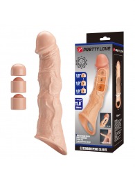 Телесный фаллоудлинитель с 3 вставками - 28 см. - Baile - в Саратове купить с доставкой