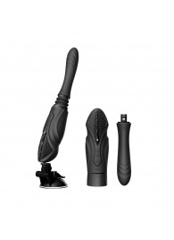 Черная секс-машина с функцией нагрева, насадками и присоской Sesh - Zalo - купить с доставкой в Саратове