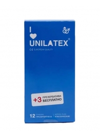 Классические презервативы Unilatex Natural Plain - 12 шт. + 3 шт. в подарок - Unilatex - купить с доставкой в Саратове