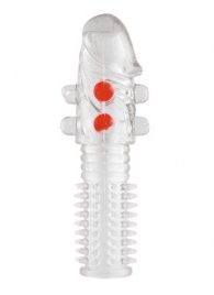 Гелевая прозрачная насадка с шариками и шипами - 14 см. - Toyfa Basic - в Саратове купить с доставкой