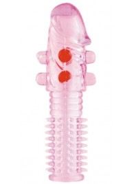 Гелевая розовая насадка с шариками и шипами - 14 см. - ToyFa - в Саратове купить с доставкой