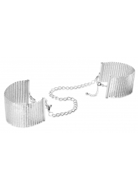 Серебристые наручники-браслеты Desir Metallique Handcuffs - Bijoux Indiscrets - купить с доставкой в Саратове