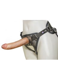 Насадка-фаллоимитатор на кожаных трусиках Harness Ultra Realistic 7  - 18 см. - LOVETOY (А-Полимер) - купить с доставкой в Саратове