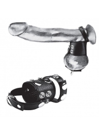 Утяжка на пенис и мошонку Cock Ring With 1.5  Ball Stretcher And Optional Weight Ring - BlueLine - купить с доставкой в Саратове