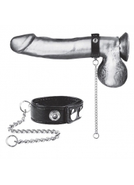 Утяжка на пенис с поводком Snap Cock Ring With 12  Leash - BlueLine - купить с доставкой в Саратове