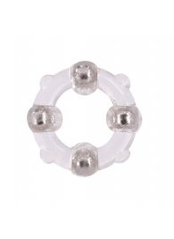 Эрекционное кольцо с 4 бусинами MENZSTUFF STUD RING CLEAR - Dream Toys - в Саратове купить с доставкой