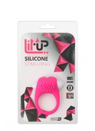 Розовое эрекционное кольцо с щеточкой LIT-UP SILICONE STIMU RING 5 - Dream Toys - в Саратове купить с доставкой