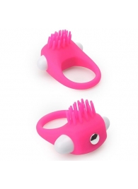 Розовое эрекционное кольцо с щеточкой LIT-UP SILICONE STIMU RING 5 - Dream Toys - в Саратове купить с доставкой